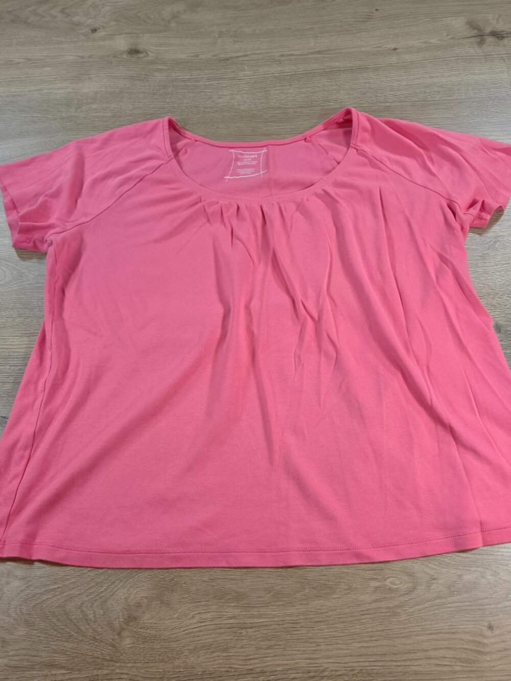 Lane Bryant Pink Supima Cotton Pleated Neck Short Sleeve Tee Shirt Size 26/28 - Picture 2 of 8